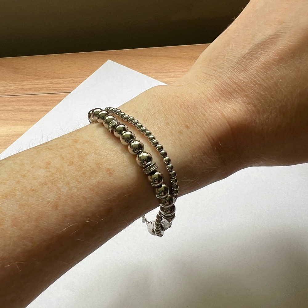 Fossil Silver Tone Multistrand Bead Bracelet - Mixed Textures - Picture 9 of 15